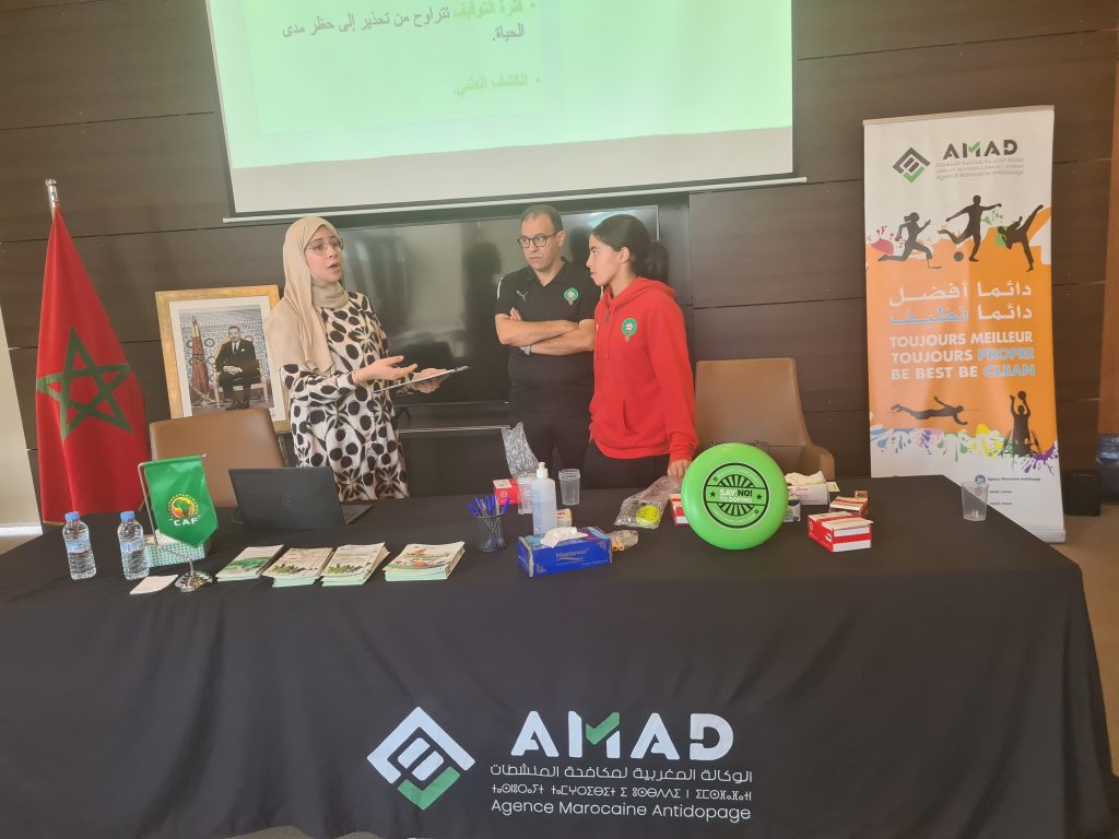 Séance d'éducation et de sensibilisation sur la lutte antidopage au profit de l'équipe du Maroc